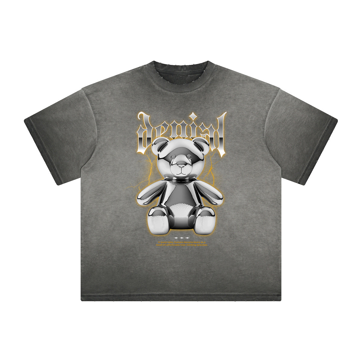 Vintage Frayed Creepy Bear Pattern Tee