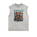 Frayed Edge Creepy Bear Graphic Tank Top
