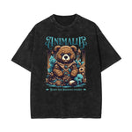 Washed Creepy Bear Graphic Cotton Tee