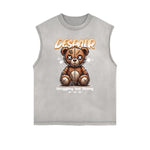 Frayed Edge Creepy Bear Graphic Tank Top