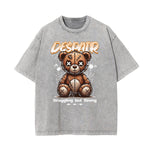 Stone Wash Creepy Bear Graphic T-Shirt