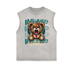 Frayed Edge Creepy Bear Graphic Tank Top
