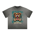 Vintage Frayed Creepy Bear Pattern Tee