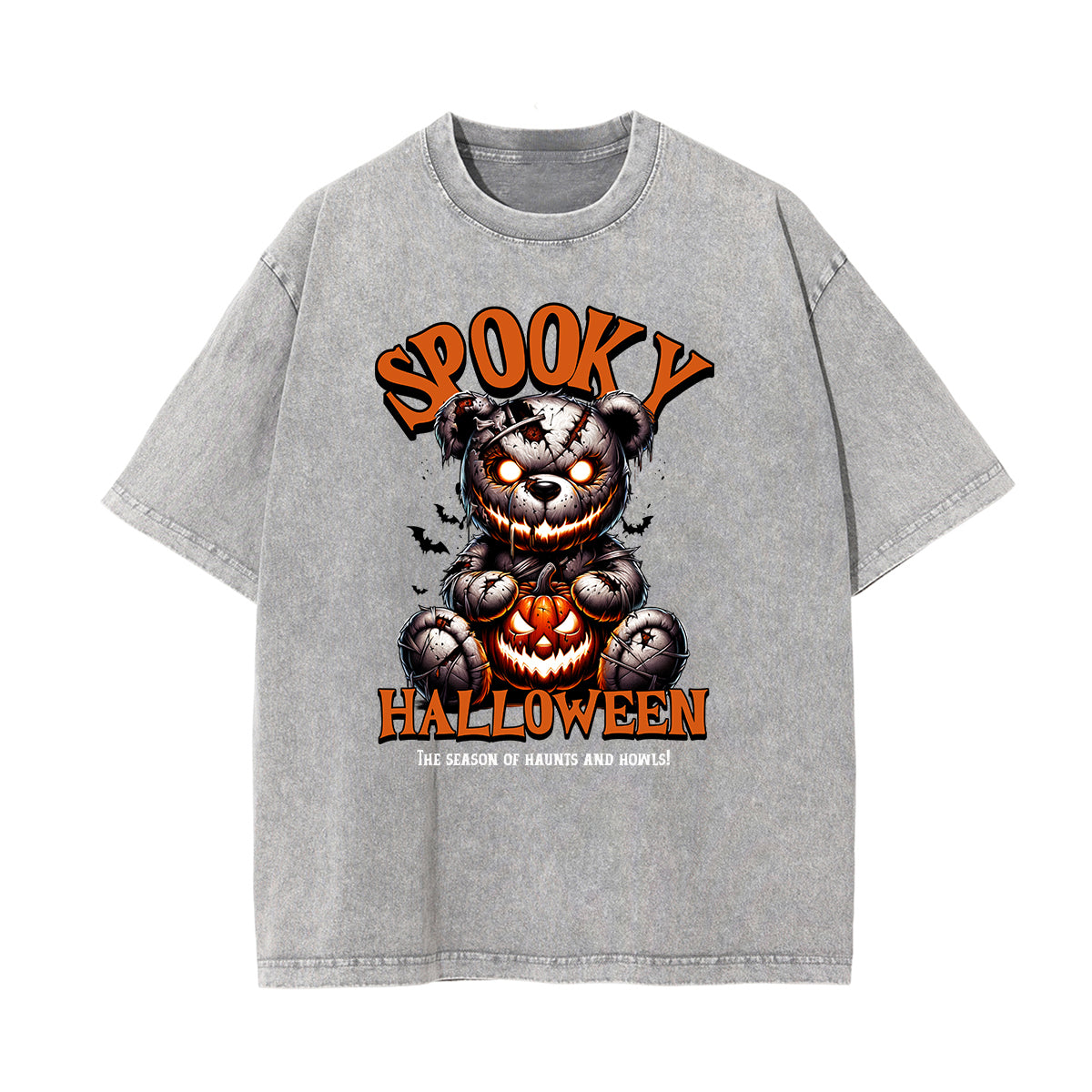 Stone Wash Creepy Bear Graphic T-Shirt