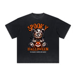 Heavy Faded Creepy Bear Graphic T Shirt