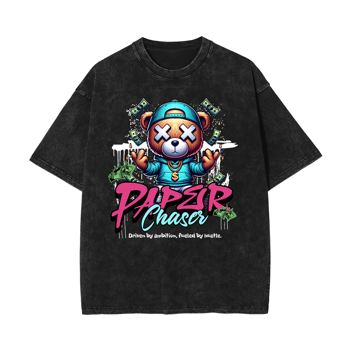 Washed Creepy Bear Graphic Cotton Tee