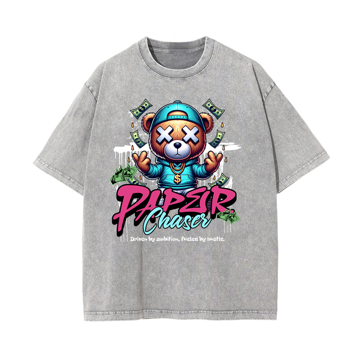 Stone Wash Creepy Bear Graphic T-Shirt