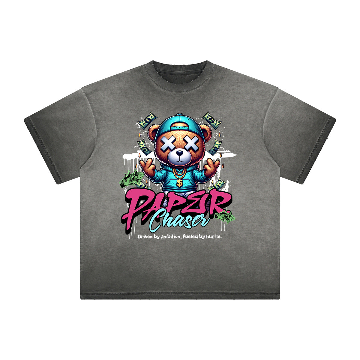 Vintage Frayed Creepy Bear Pattern Tee