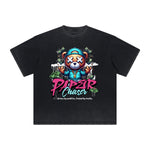 Heavy Faded Creepy Bear Graphic T Shirt