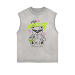 Frayed Edge Creepy Bear Graphic Tank Top