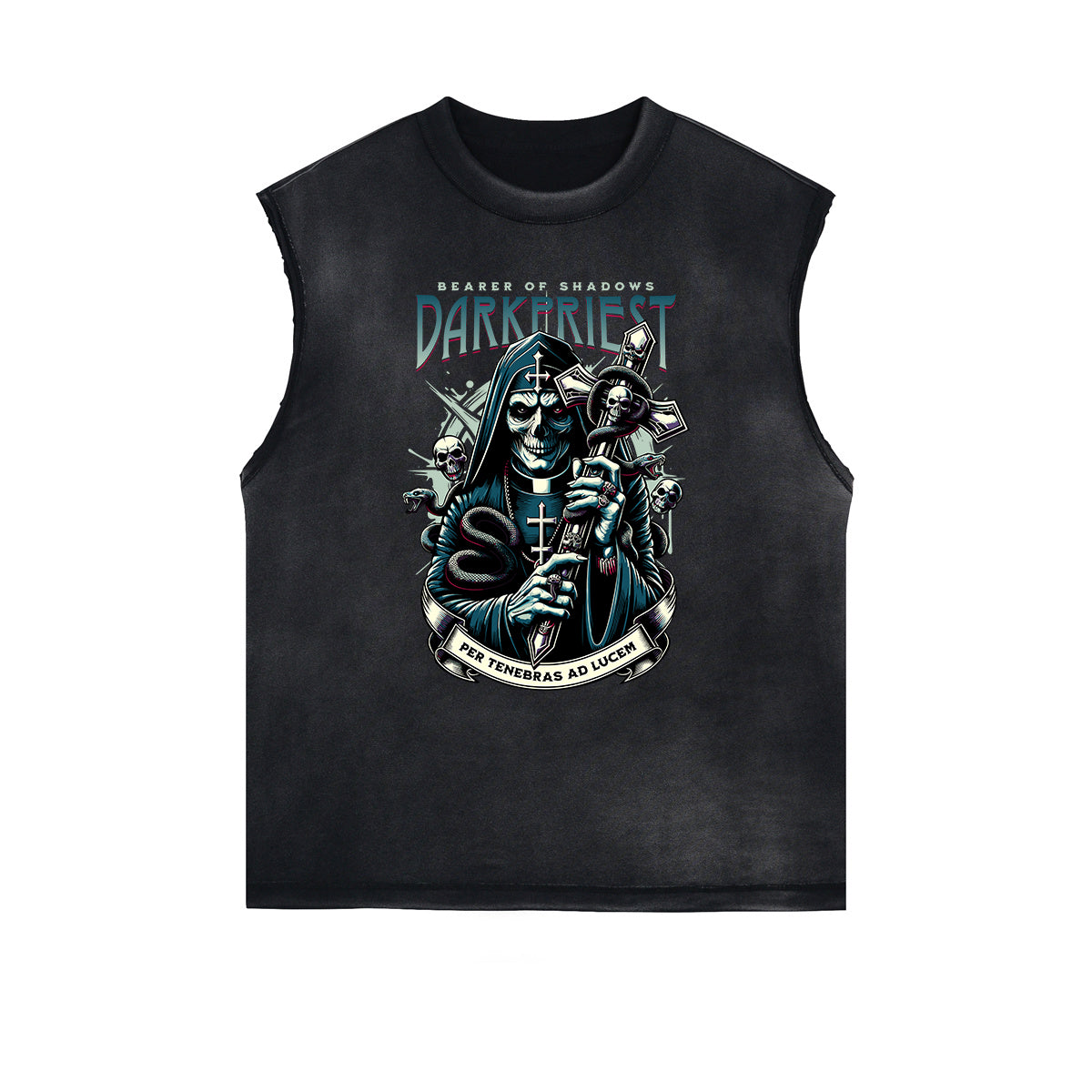 Sleeveless Distressed Dark Aesthetic Tee