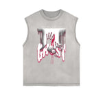 Dark Aesthetic Frayed-Edge Tank Top