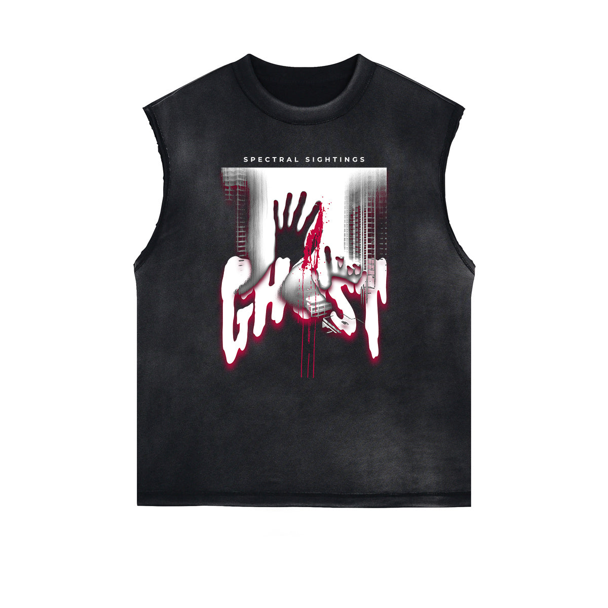 Sleeveless Distressed Dark Aesthetic Tee