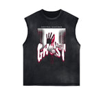 Sleeveless Distressed Dark Aesthetic Tee