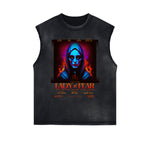 Sleeveless Distressed Dark Aesthetic Tee