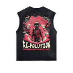 Sleeveless Distressed Dark Aesthetic Tee