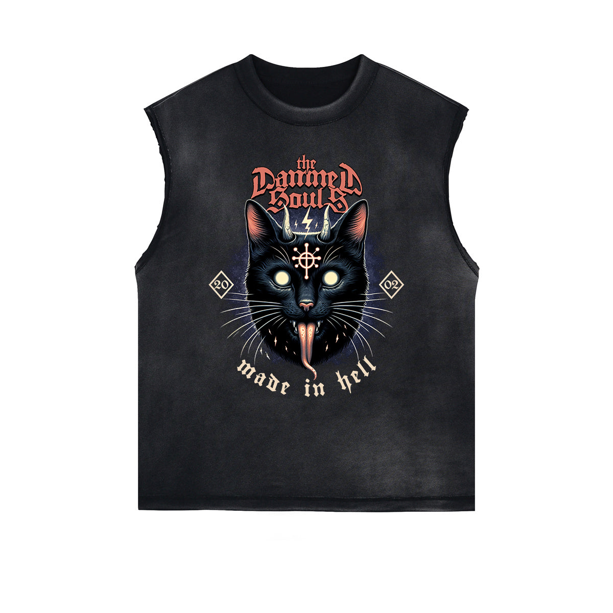 Distressed Gothic Death Motif Tank Top