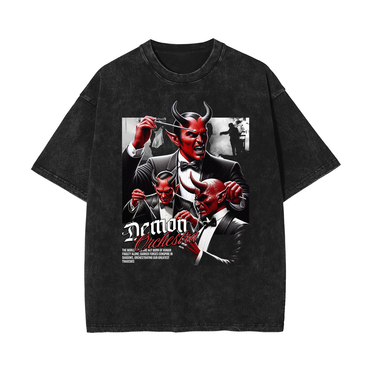 Washed Cotton Gothic Death Motif Tee