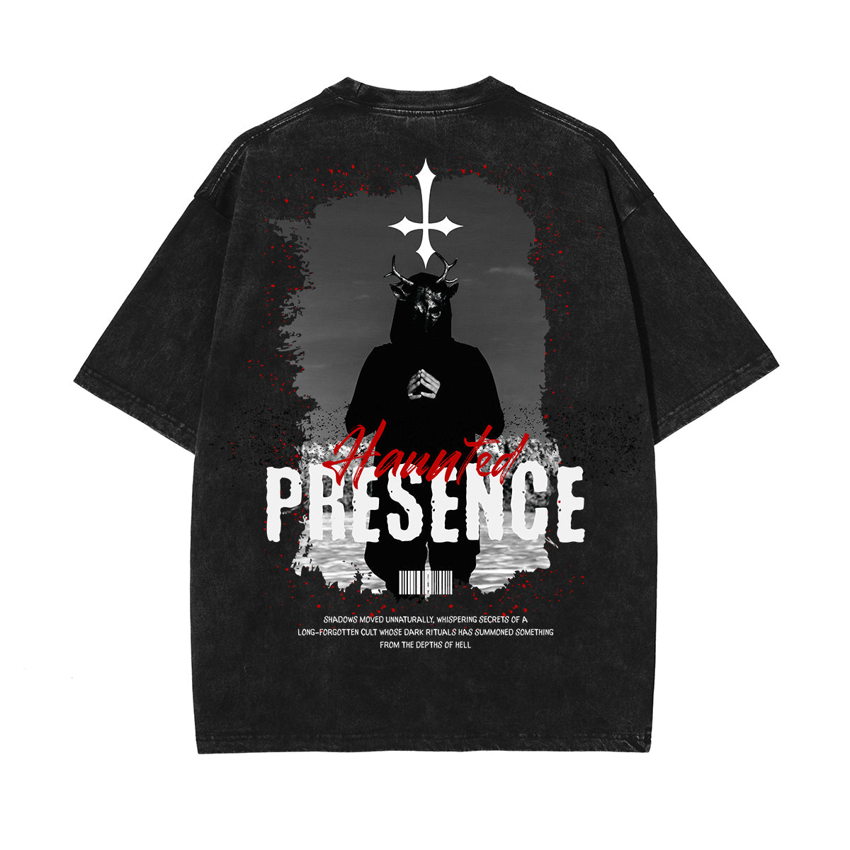 Washed Cotton Gothic Death Motif Tee