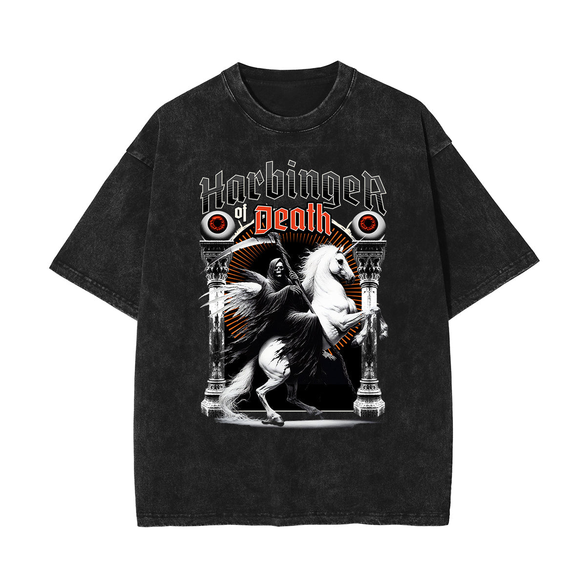 Washed Cotton Gothic Death Motif Tee