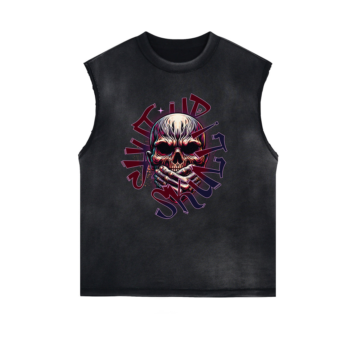 Distressed Gothic Death Motif Tank Top