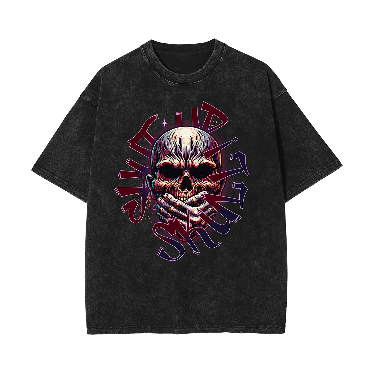 Washed Cotton Gothic Death Motif Tee