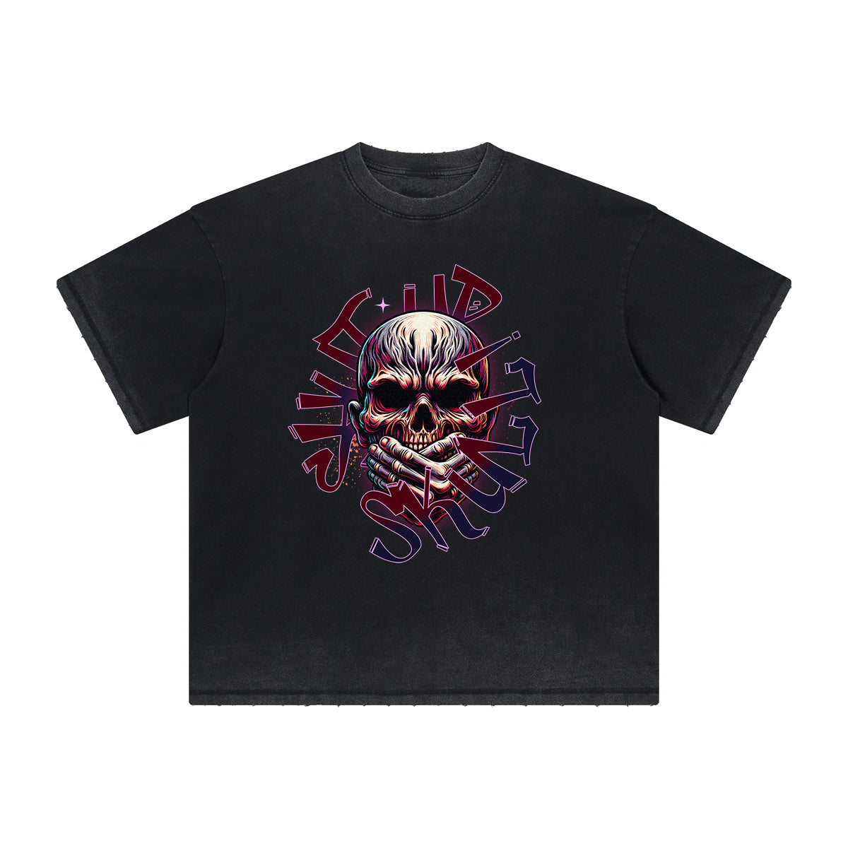 Vintage-Style Frayed Gothic Death Motif Tee