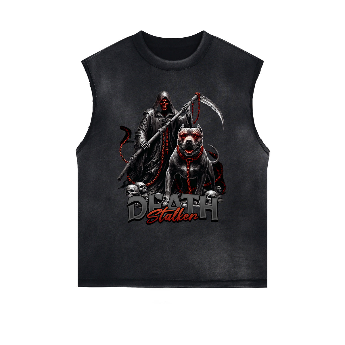 Distressed Gothic Death Motif Tank Top