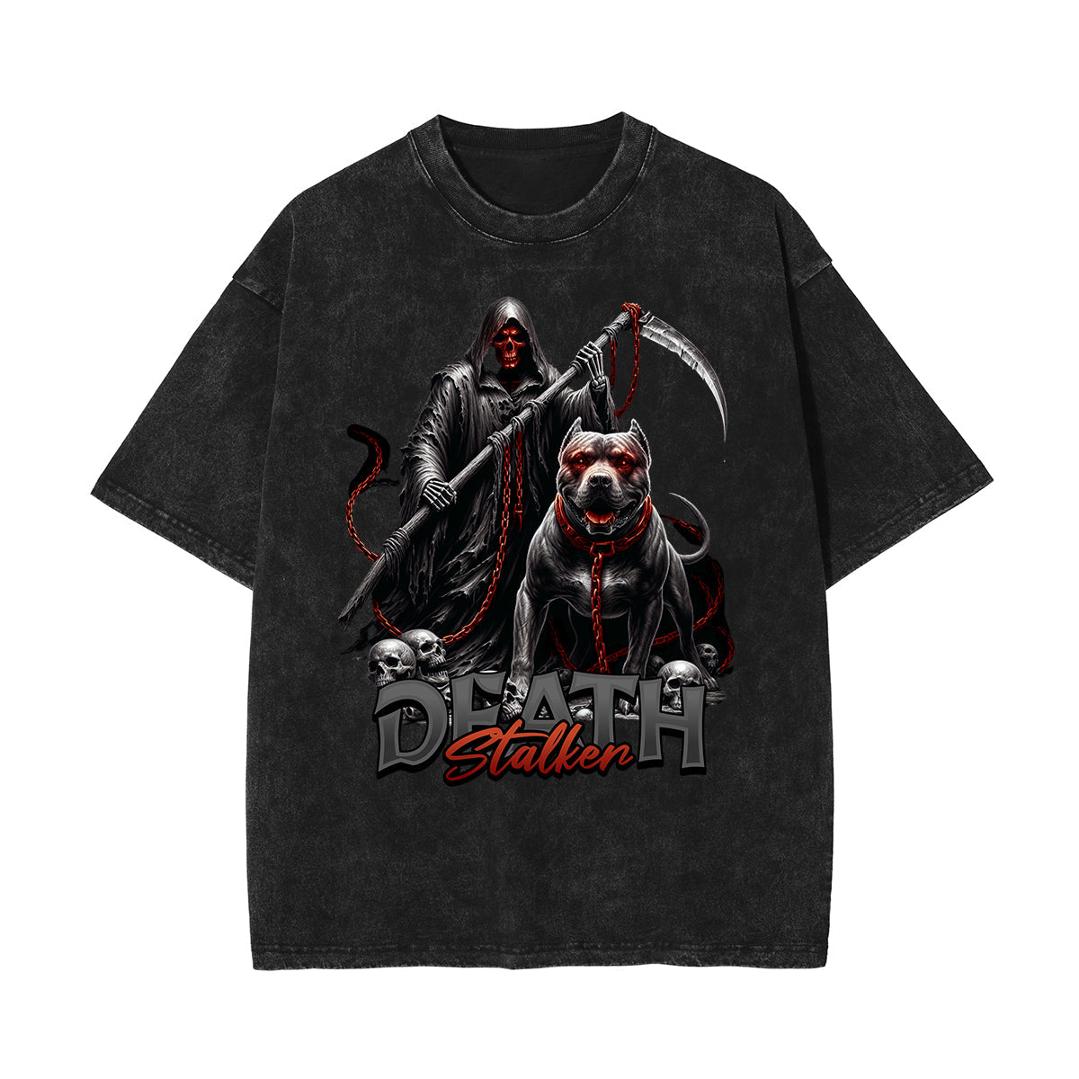 Washed Cotton Gothic Death Motif Tee