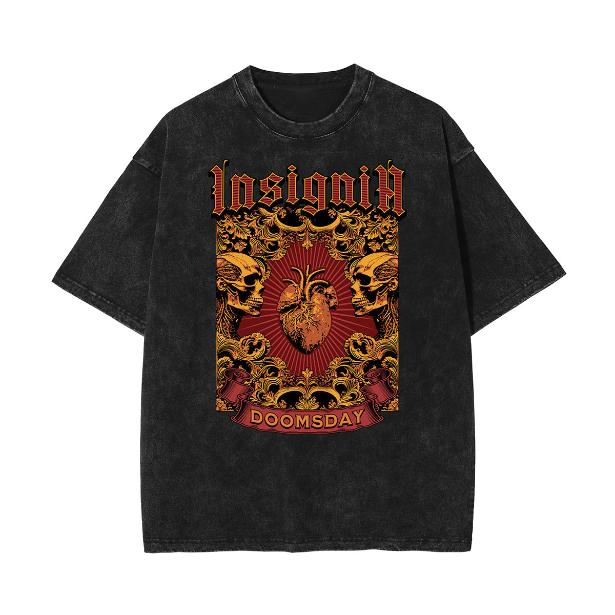 Washed Cotton Gothic Death Motif Tee