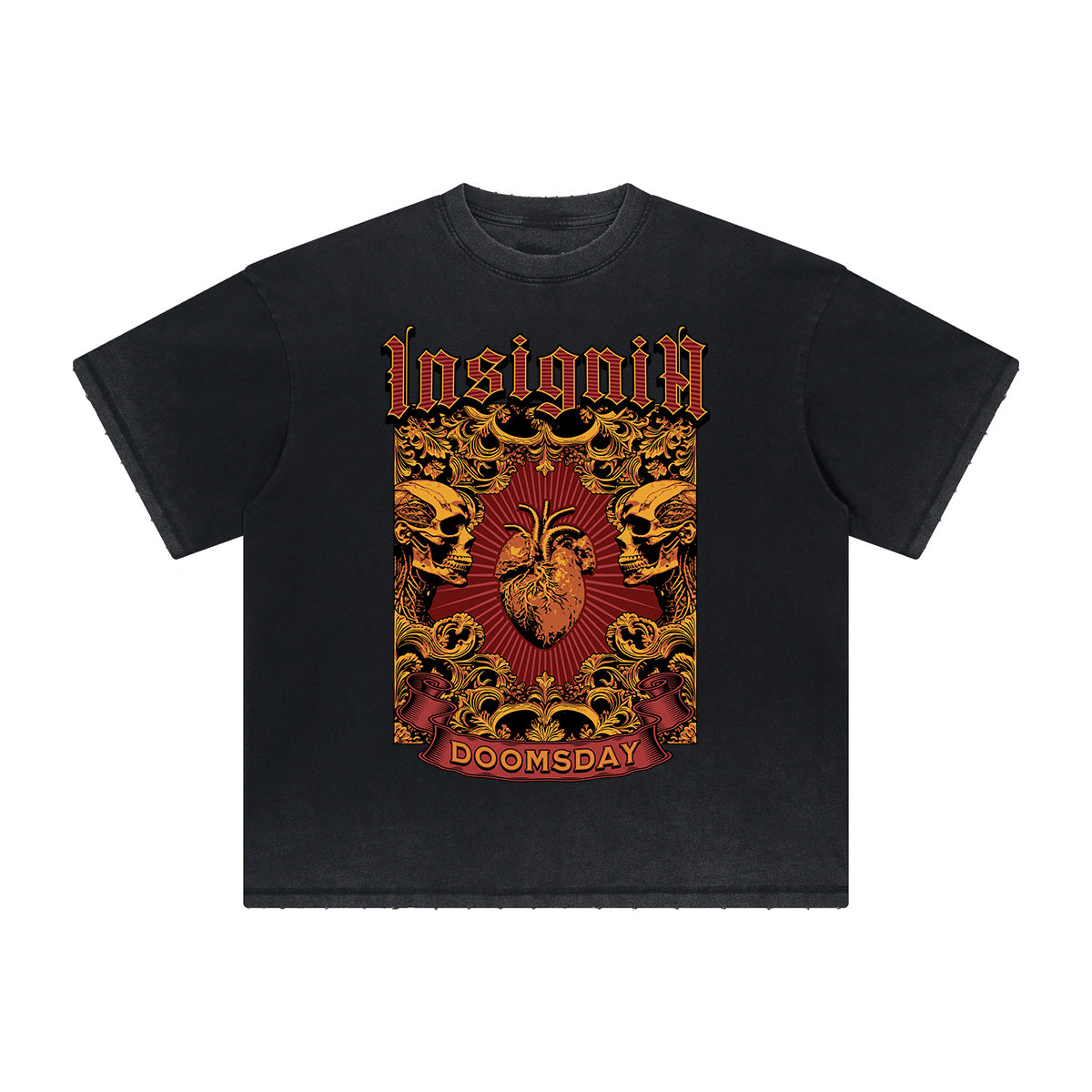 Vintage-Style Frayed Gothic Death Motif Tee