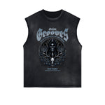 Distressed Gothic Death Motif Tank Top