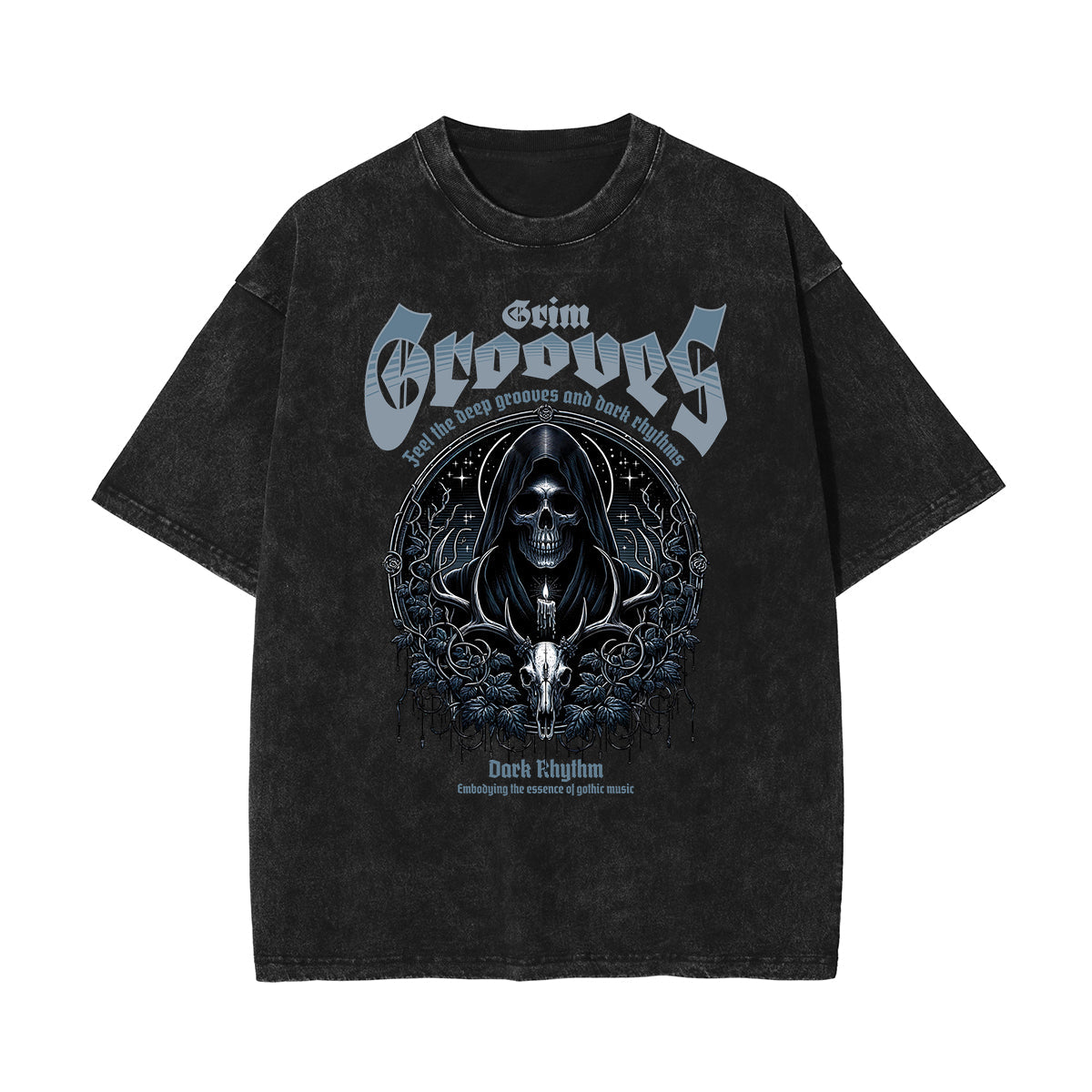 Washed Cotton Gothic Death Motif Tee