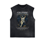 Distressed Gothic Death Motif Tank Top