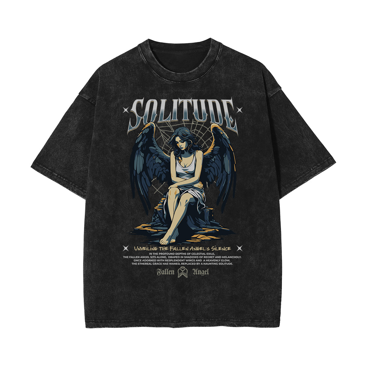 Washed Cotton Gothic Death Motif Tee
