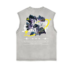 Frayed-Edge Flower Graphic Tank Top
