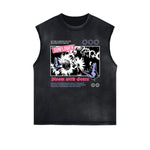 Distressed Flower Graphic Muscle Tank