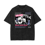 Stone-Washed Flower Graphic T-Shirt