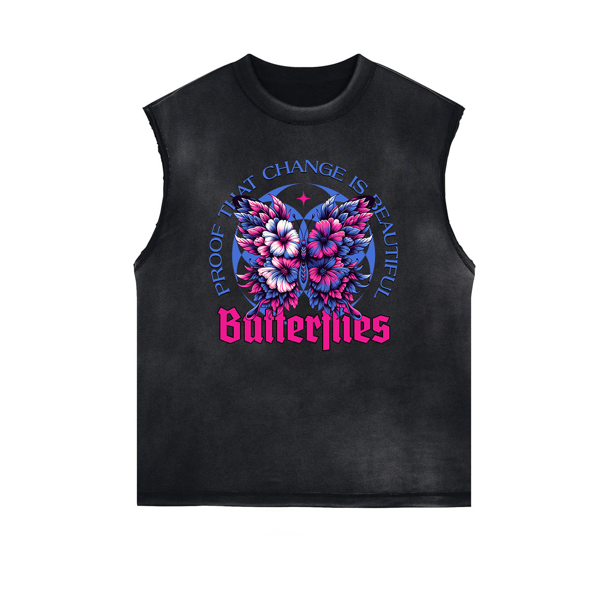 Distressed Flower Graphic Muscle Tank