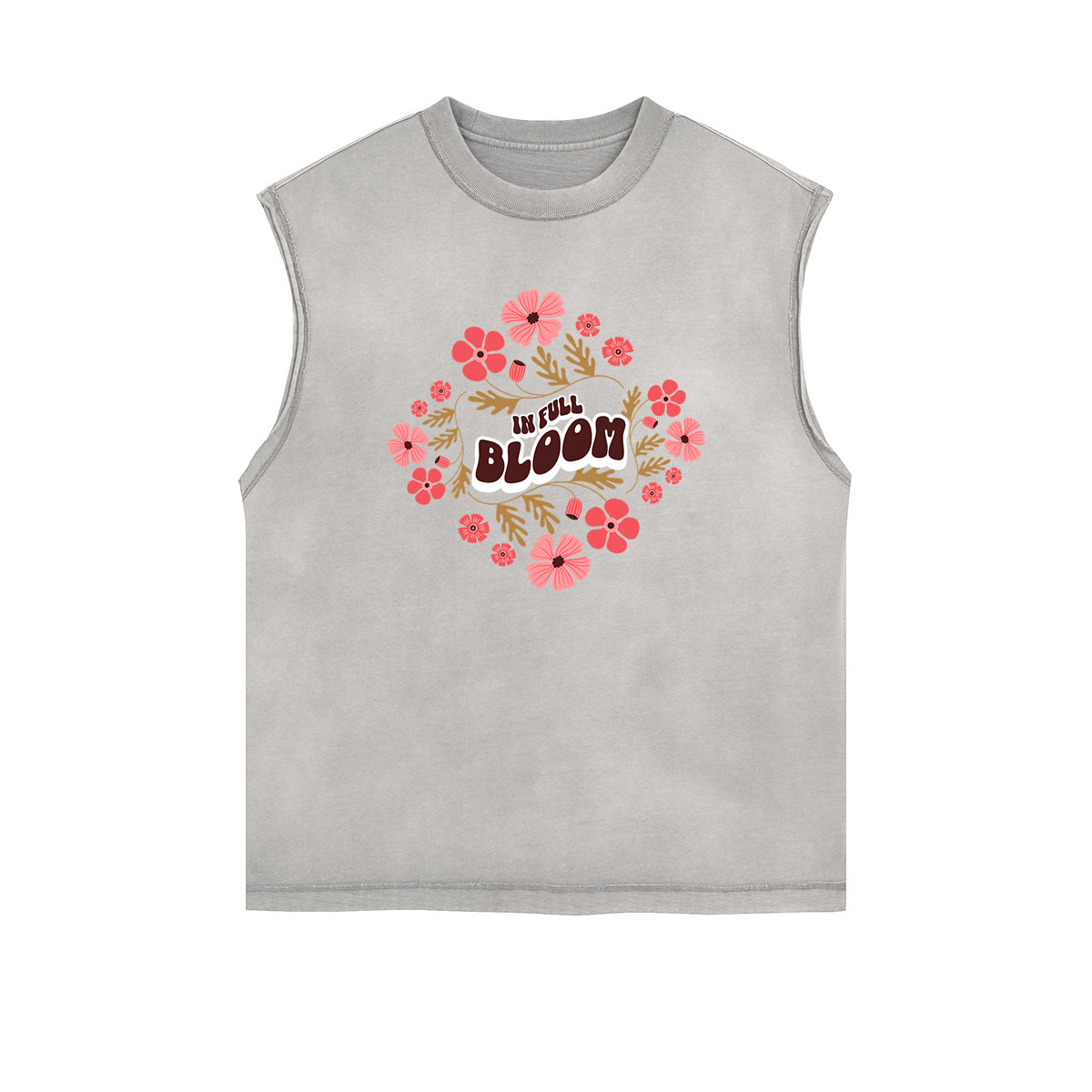 Frayed-Edge Flower Graphic Tank Top