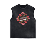 Distressed Flower Graphic Muscle Tank