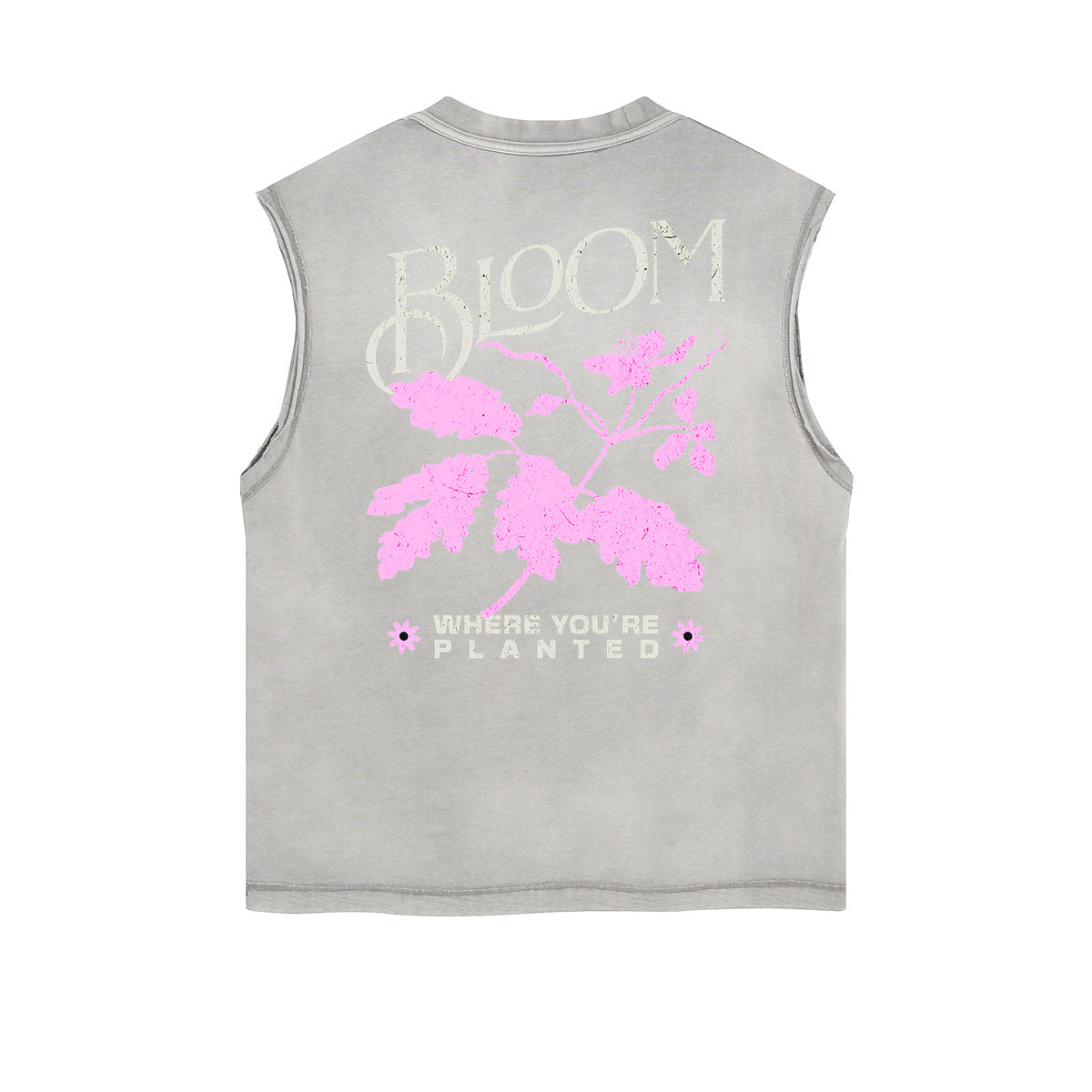 Frayed-Edge Flower Graphic Tank Top