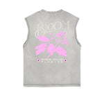 Frayed-Edge Flower Graphic Tank Top