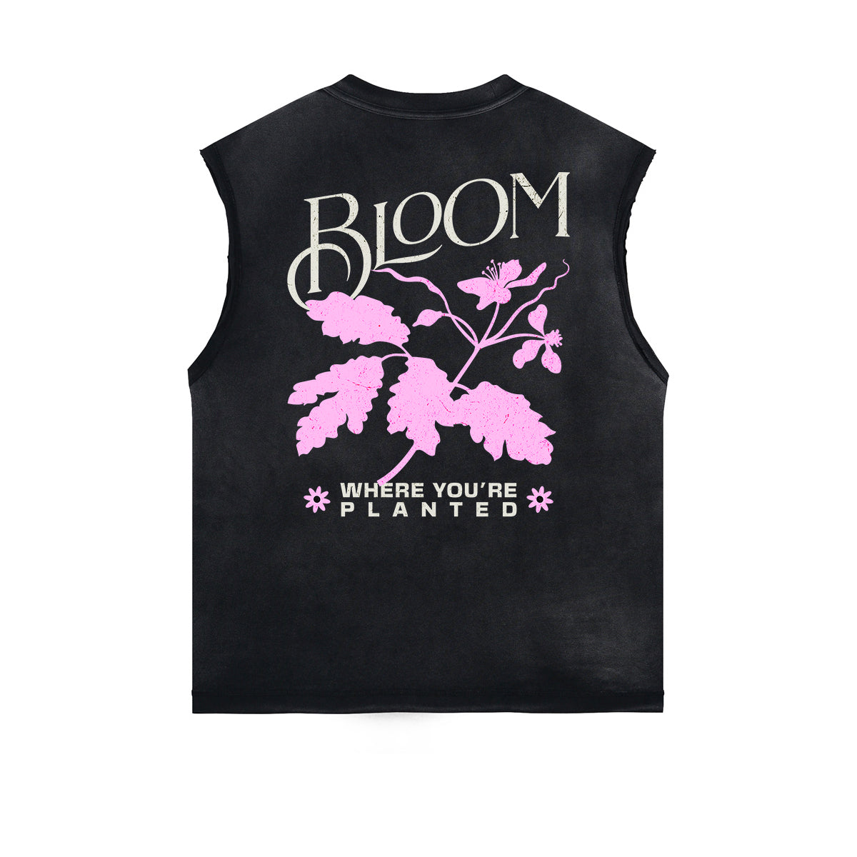 Distressed Flower Graphic Muscle Tank