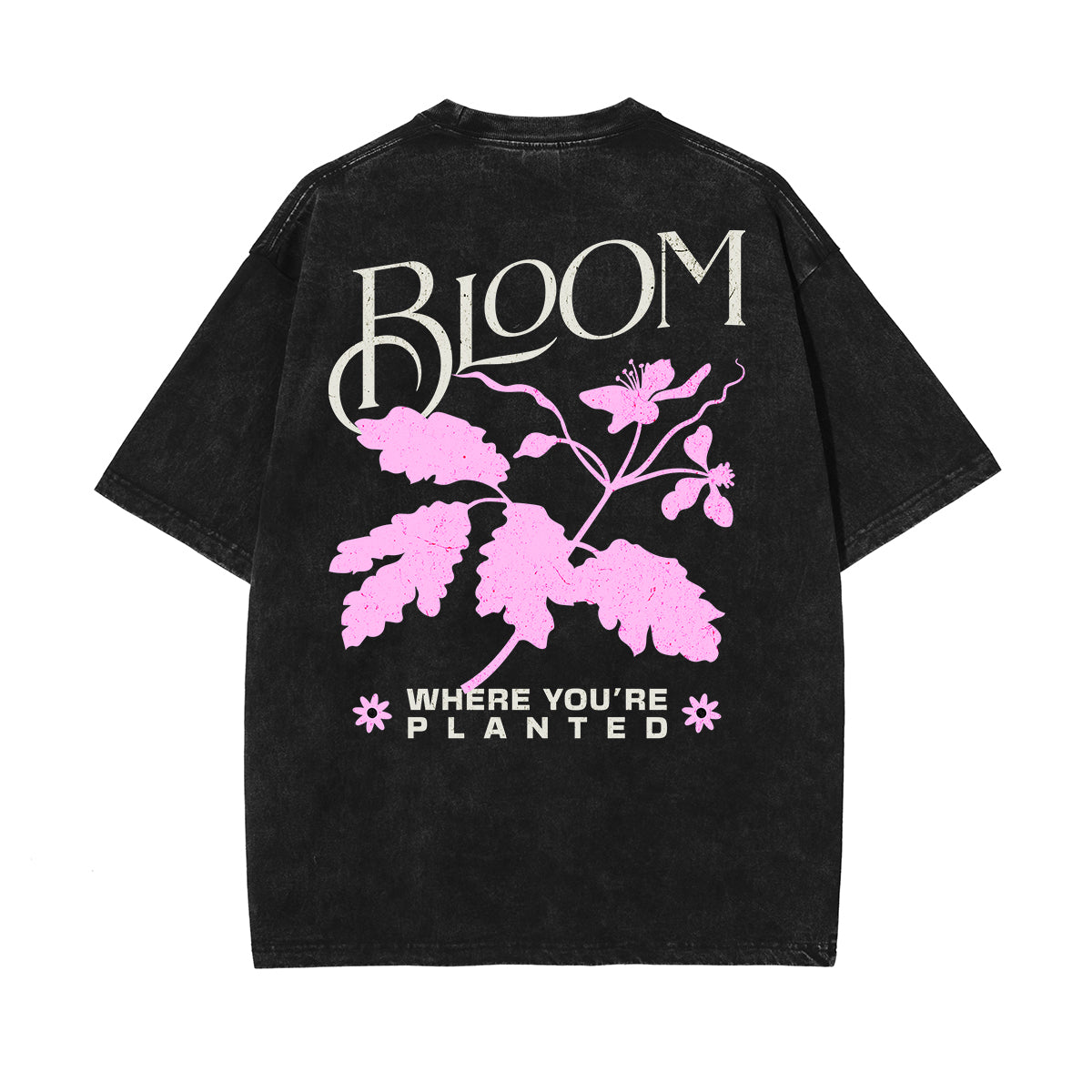 Stone-Washed Flower Graphic T-Shirt