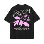 Stone-Washed Flower Graphic T-Shirt