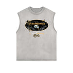 Frayed-Edge Flower Graphic Tank Top