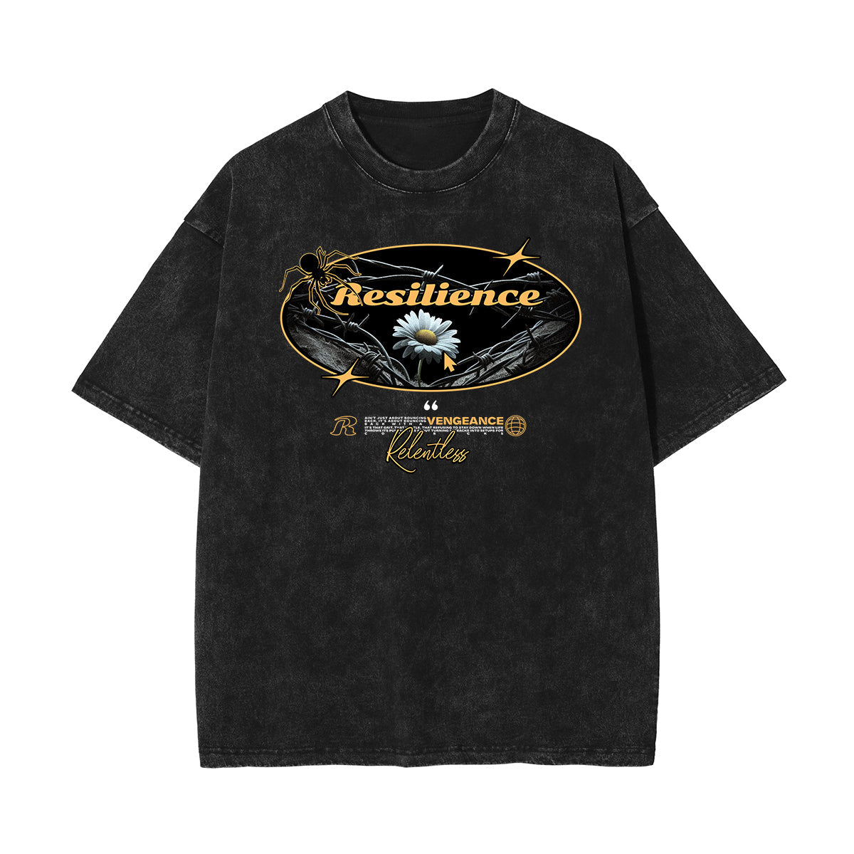 Stone-Washed Flower Graphic T-Shirt