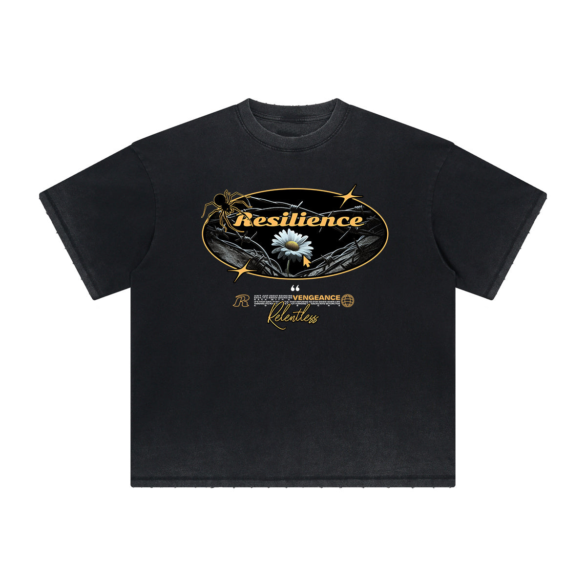 Vintage-Style Frayed Flower Graphic Tee