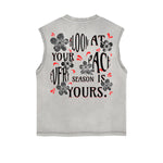 Frayed-Edge Flower Graphic Tank Top